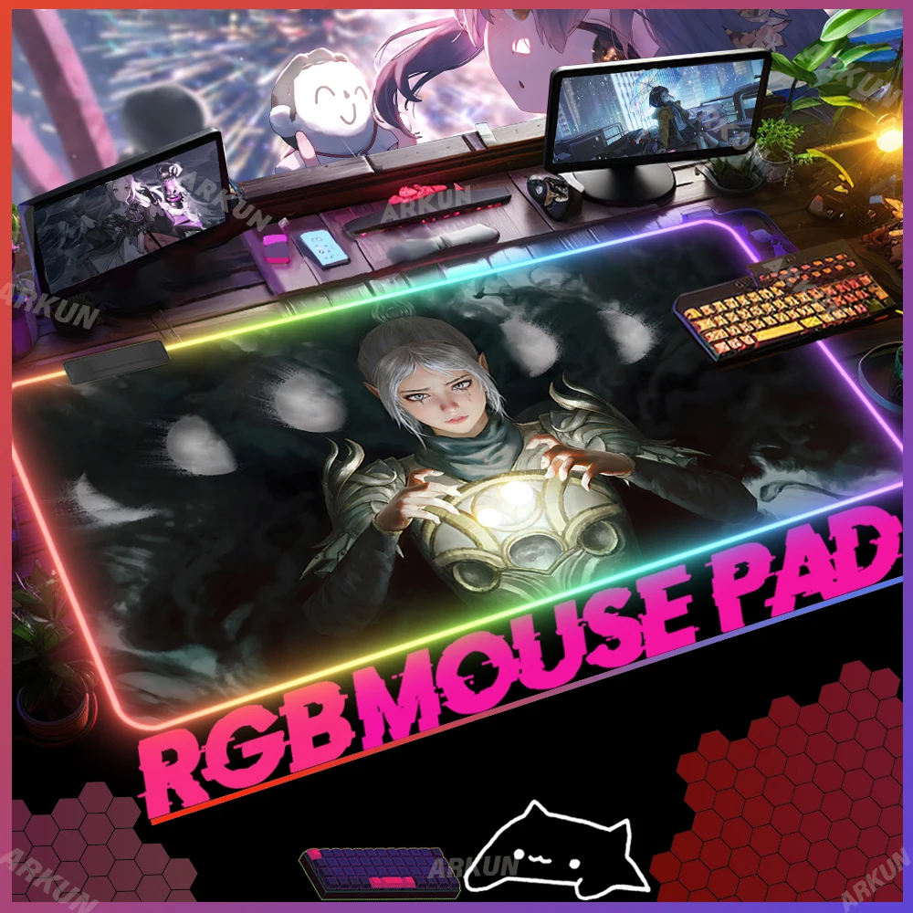 

RGB Role Playing Adventure Games Baldur's Gate 3 Hot Minthara Mouse Pad Non-Slip LED Pad Gamer Luminous 90x40 Large Computer Mat