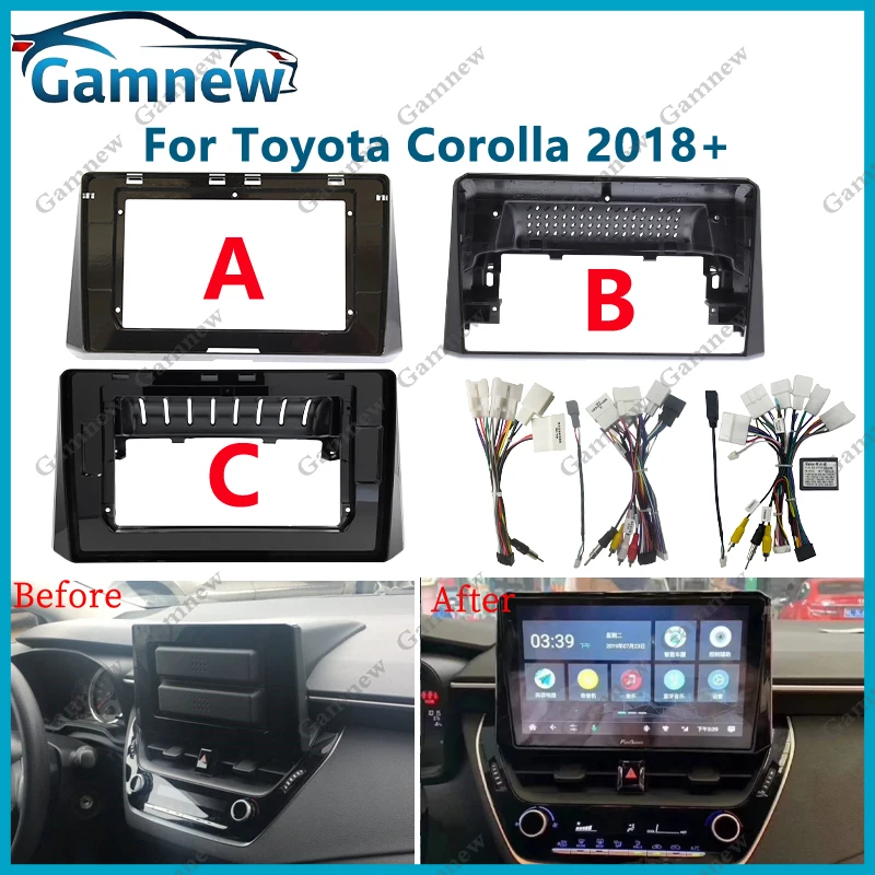 10 Inch Car Frame Fascia Canbus Box Adapter Android Radio Audio Panel Kit for Toyota Corolla 2018+ Corolla Cross 2018+