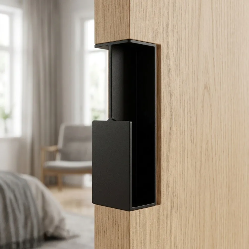 Precision-Engineered Flush Door Handle For for Barn and Pocket Doors Utilizing Solid Aluminum Alloy and Countersunk Mounting