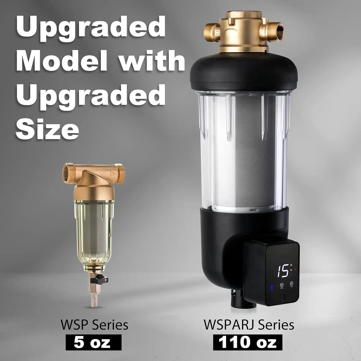 Upgraded Jumbo Size, Reusable with Touch-Screen Auto Flushing Module, Brass Top Clear Housing