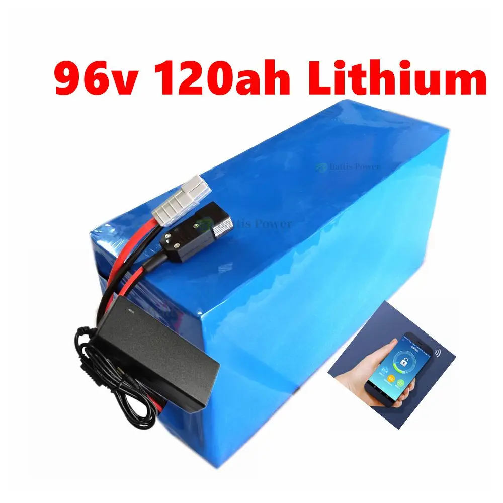 96v 120ah Lithium Ion Battery Li Ion Bluetooth BMS APP For 5000W Motor Robot Scooter Bike Motorcycle AGV Bike + 10A Charger