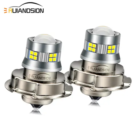 Ruiandsion 2Pcs P26S Phare de moto LED avec lentille de projecteur pour scooter, ampoule avant 6000K 800lm, lampe super lumineuse