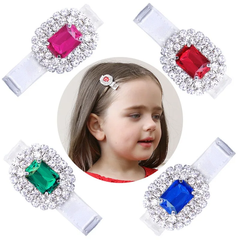 2PCS Gemstone Hair Clips Adorable Shiny Gem Accents Trendy Accessory Stylish New Headwear Daily Kids Daily Princess Party Looks