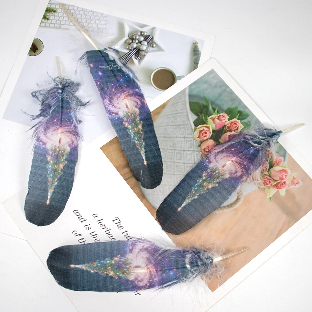 10/20/50/100/200PCS Mixed Styles Printed Goose Feathers 15-20cm/6-8inch For DIY Wedding Vase Hat Headdress Handmade Craft Decor