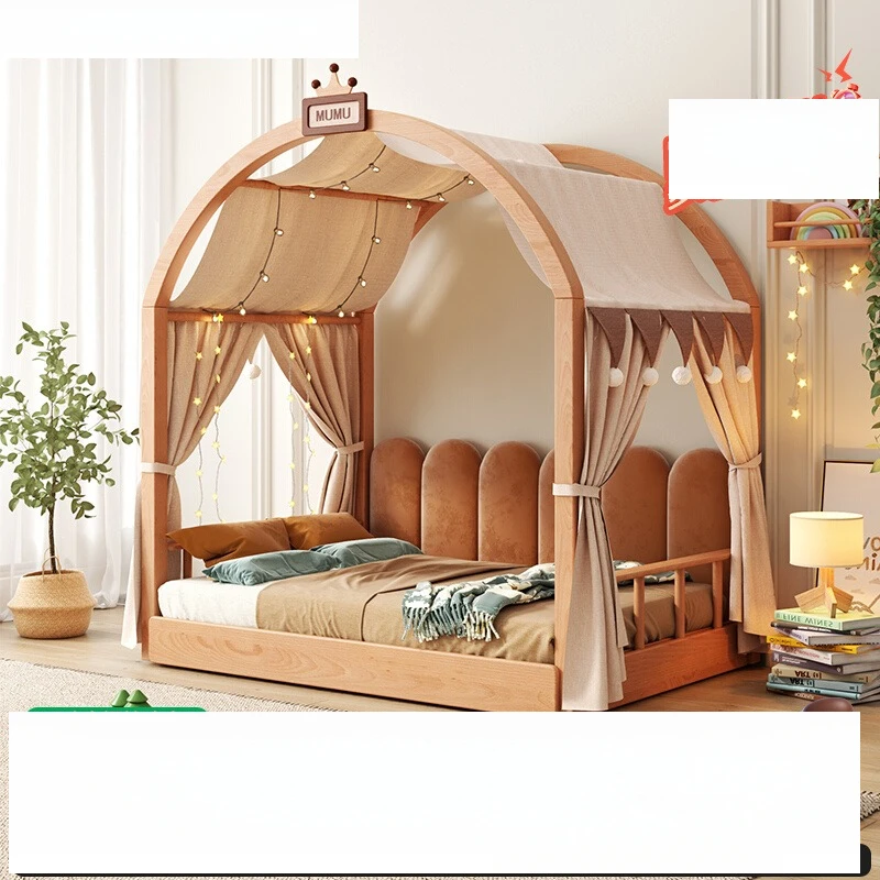 

Royal solid wood children's bed castle princess telescopic pull house girl tree house tent boy