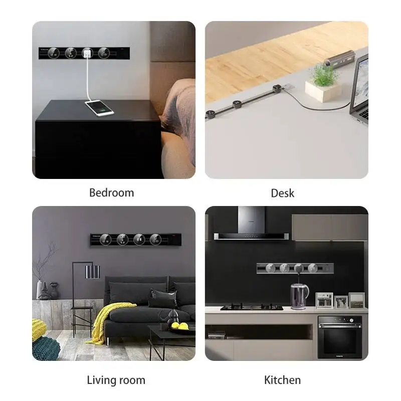 Herepow Power Track Socket Home Appliances Pop Electric Plug Adapter UK US EU Standard Wall Socket With Usb Embeded And Surface view 5