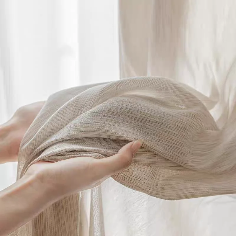 Modern Semi Sheer Voile Curtains Window Panel Drapes Light Filtering Privacy Curtains for Living room Bedroom Kitchen Decoration