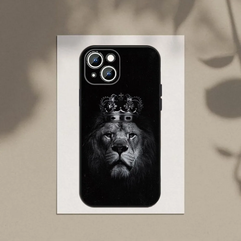 Wild Leopard Lion Art Tiger Phone Case For Apple iPhone 15,14,13,12,11,XS,XR,X,8,7,Pro,Max,Plus,mini Silicone Black Cover