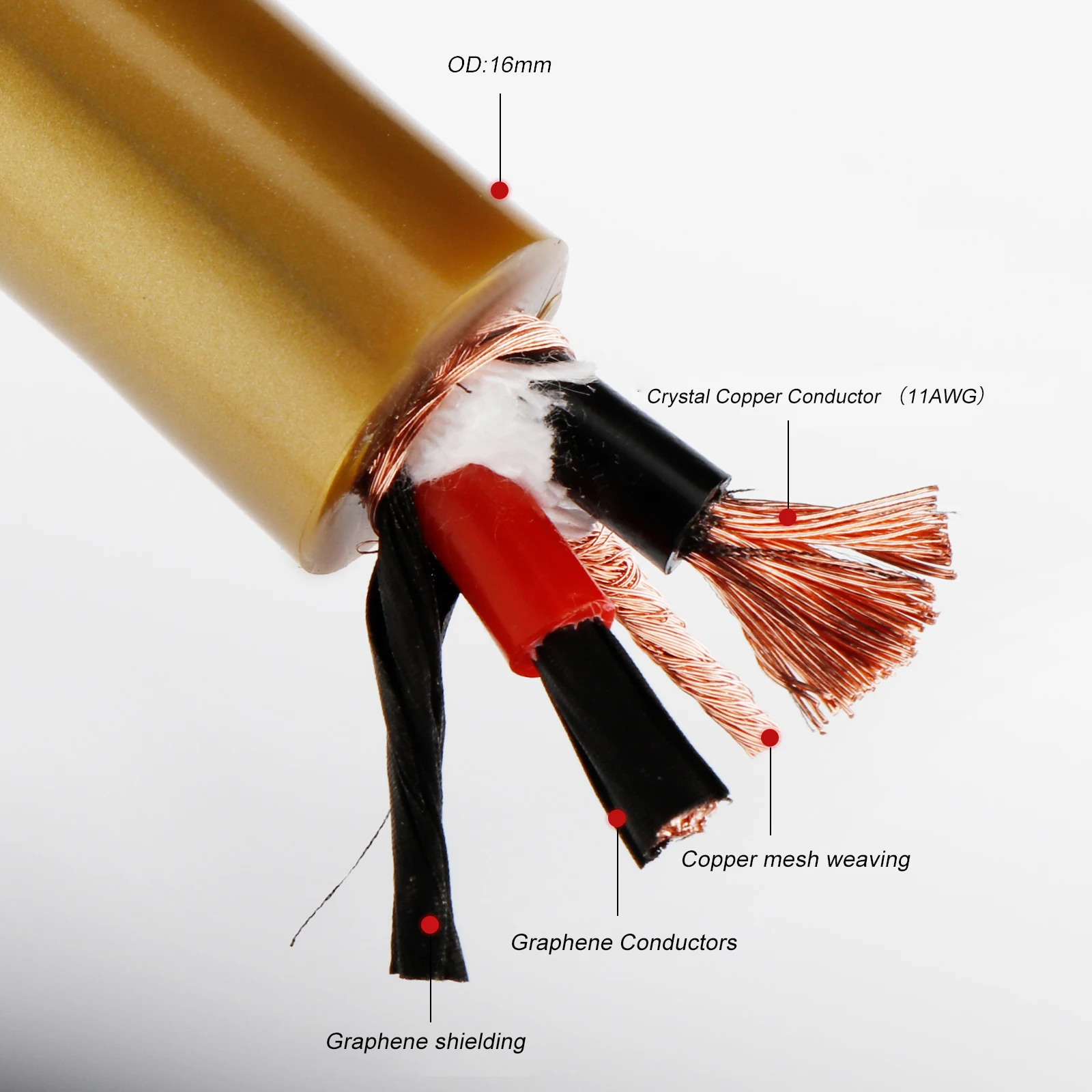 bulk cable OCC Copper Loudspeaker Cable 11AWG Double Graphene Shielded Speaker Wire DIY Speaker cable Suitable for audio Cable