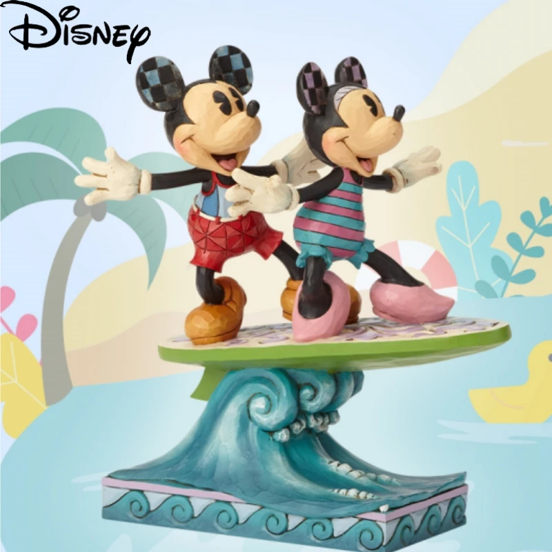 Disney Official Classic Cartoon Characters Surfing Mickey Minnie Ornaments Molded Toys For Boys And Girls Day Gift