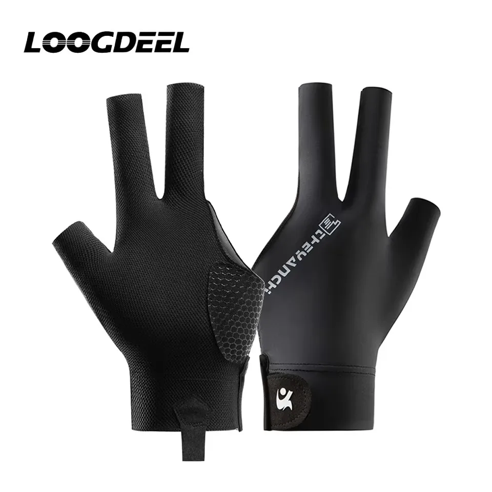 

LOOGEEL 1 шт. перчатки для бильярда с открытыми пальцами дышащие перчатки для снукера для бассейна с тремя пальцами одинарные дышащие нескользящие спортивные перчатки для снукера