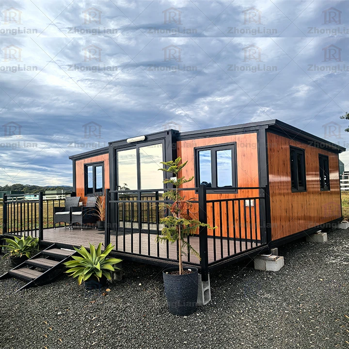 

Customized 40ft Expandable Folding Container House With Full Bathroom & Glass Wall Design For Shops Kiosks Villas Or Toilets