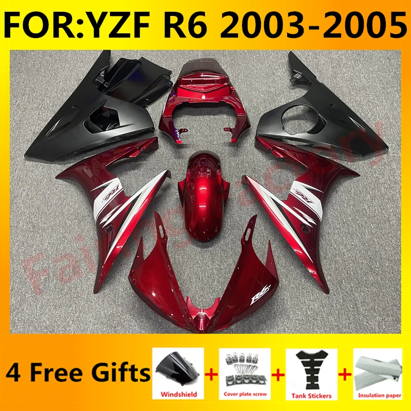 

Комплект обтекателей для кузова нового мотоцикла ABS, подходит для YZF R6 2003 2004 2005 55 03 04 05, комплект обтекателей кузова, красный, белый