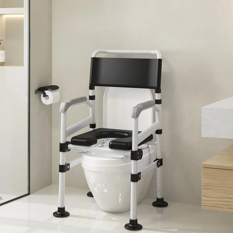Foldable Toilet Chair for Elderly Heavy-Duty Portable Commode with Armrests Bidet Toilet Seat forDisabled Home Use Mobile Toilet