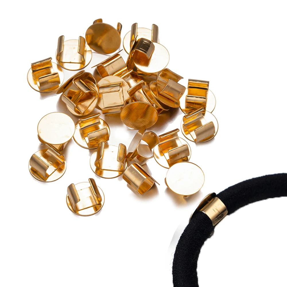 

100Pcs/Lot 8/10/12mm Round Hair Rope Setting Blank Base Clasps Buckle for DIY Headwear Jewelry Making Accessories Components