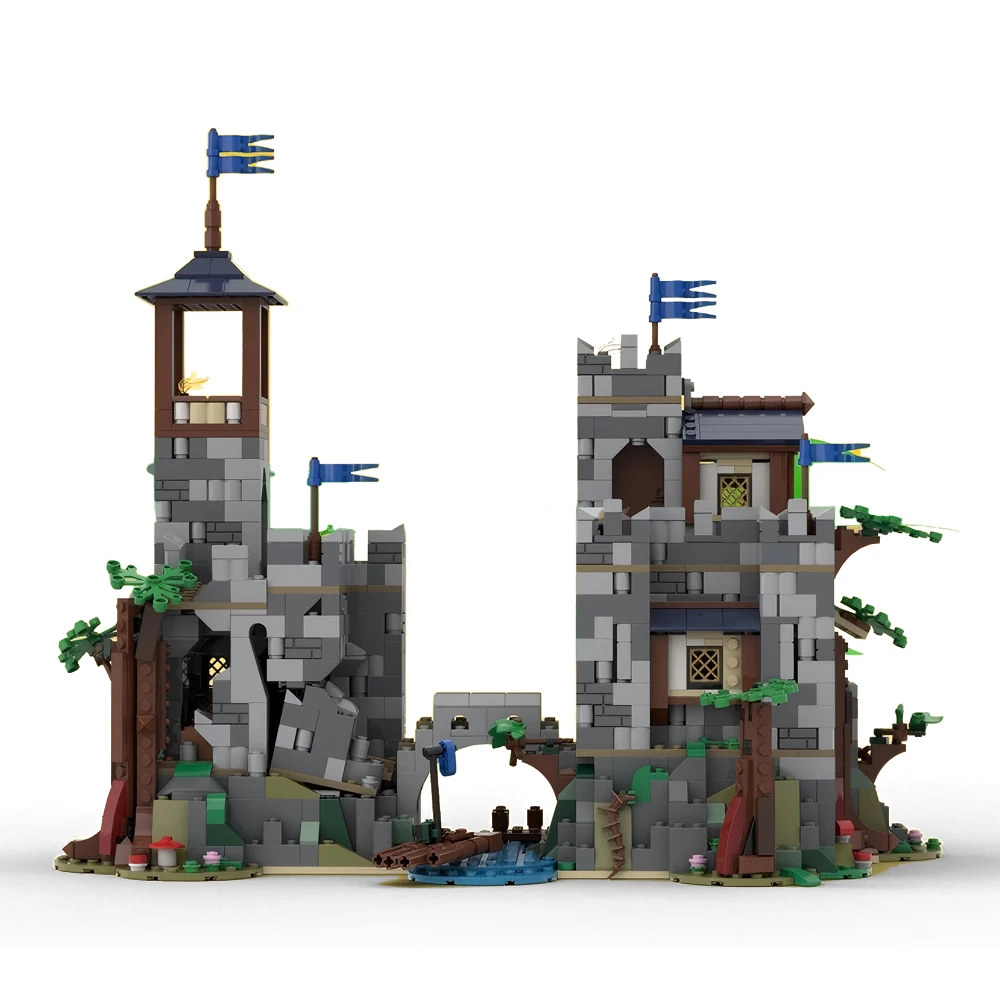 MOC medieval retro architecture forest hideout assembled castle model DIY building block set children's toys boy gift 2118PCS