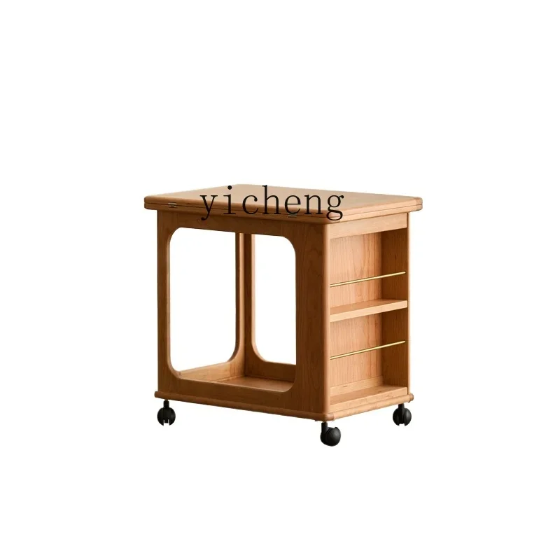 

TQH trolley movable coffee table solid wood small apartment sofa edge egg folding table