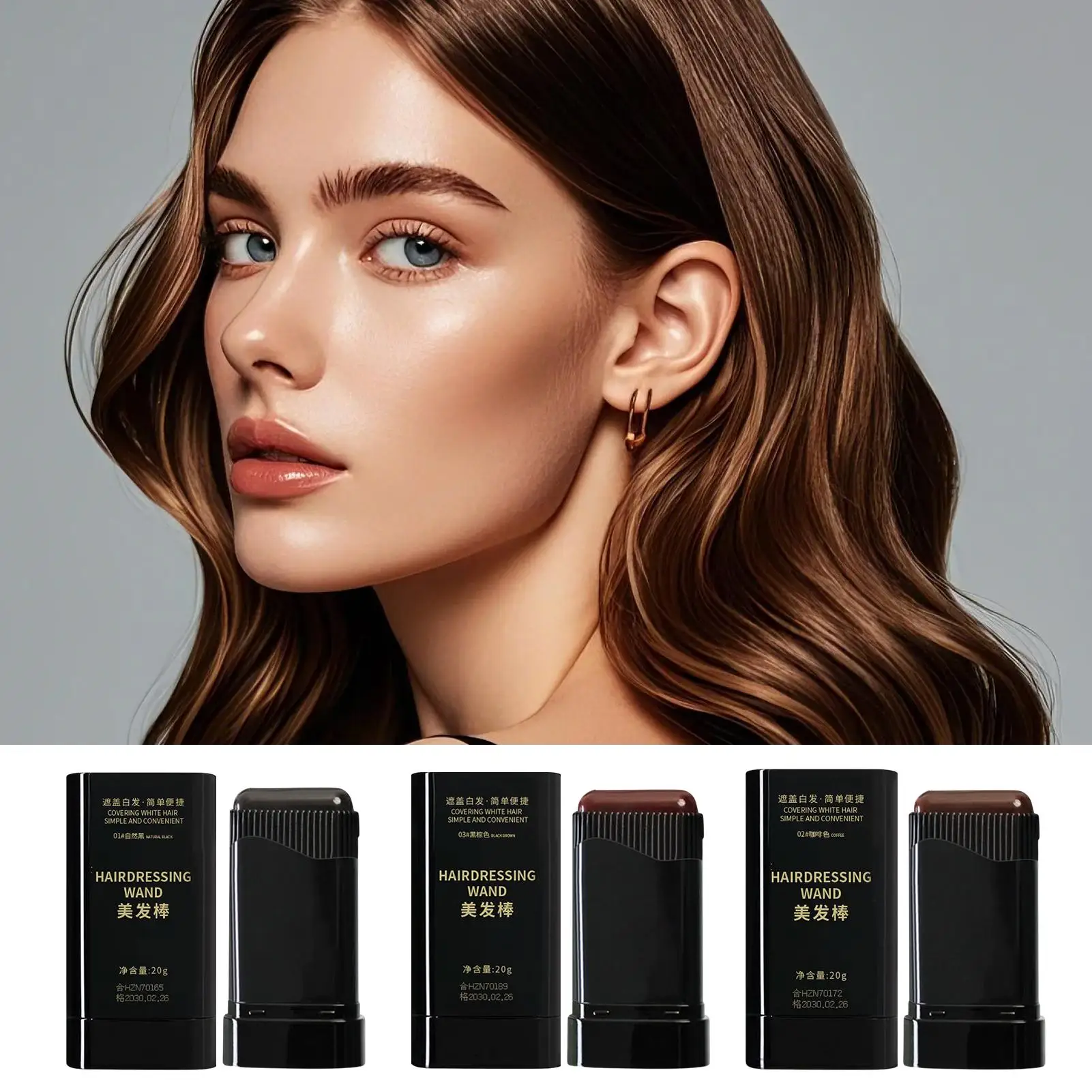 Quickly Cover Gray Hair Waterproof Hair Concealer Plant Hairline Root Concealer Stick Black Hair Brush Portable Hair Dye Stick