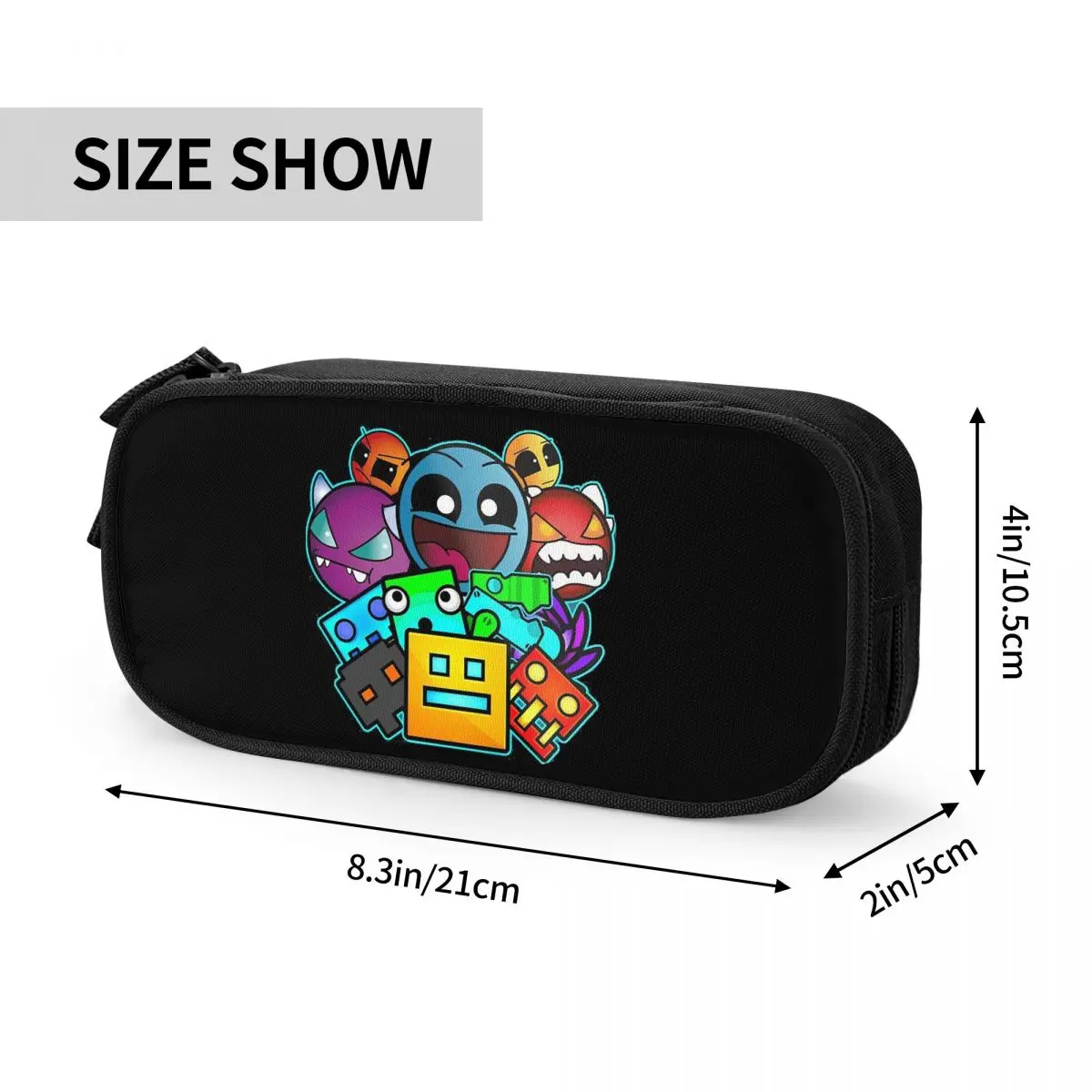 Geometry Dash Game Music Cute Geometric Pencil Cases for Students School Pen Box Pencil Bag Big Capacity Pencil Pouch