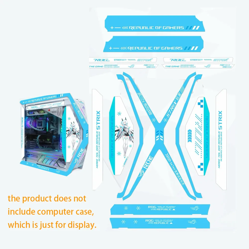 ROG HYPERION 701 Chassis Suede Stickers,DIY Anime Gaming Cabinet Decorative Cover 15pcs 2025