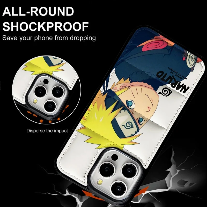 Funda de teléfono Anime Naruto para iPhone 11 12 13 14 15 16 17 Pro Max Plus Air 17Air NARUTO Kakashi Buffer Chaqueta Funda