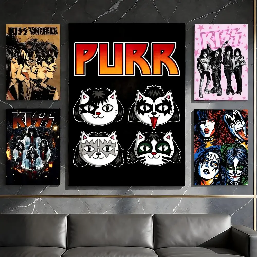 Rock Band K-Kiss Poster Waterproof Peel & Stick Wall Sticker Self Adhesive Art Decor For Living Room Bedroom