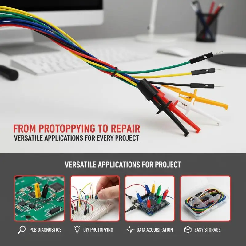 6 Colors 30CM Test Hook Jumper Wires With Reliable Contact For Electronic Testing Circuit Debugging DIY Use
