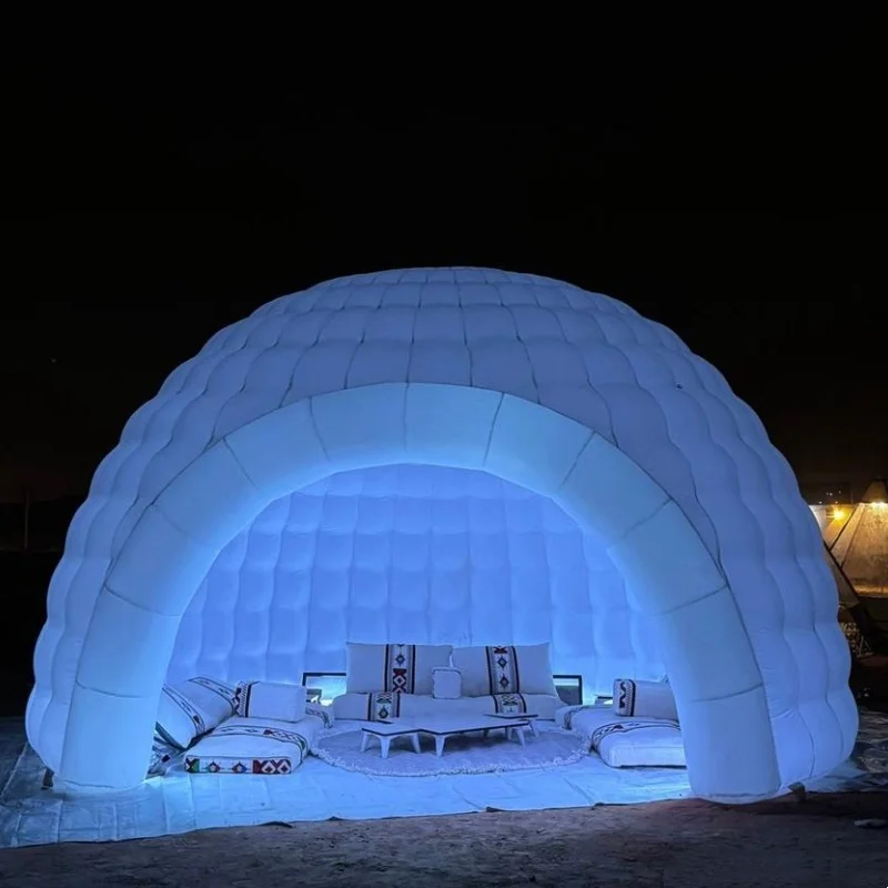 خيمة قبة مناسبة قابلة للنفخ في الأماكن المغلقة، هيكل قبة بيضاء قابلة للنفخ، خيمة كروية قابلة للنفخ مقاومة للرياح #6