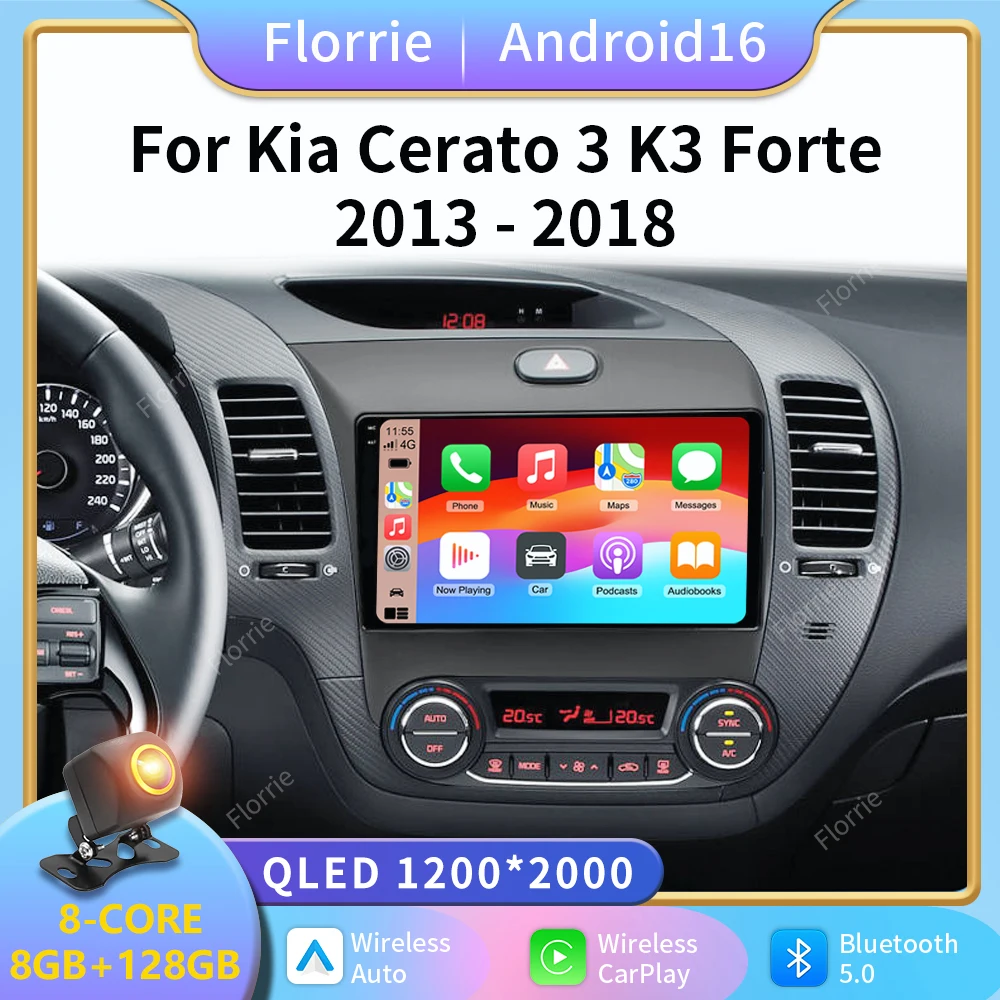 2K Carplay Android For KIA Cerato 3 Forte K3 2013 2014 2015-2017 LHD RHD Car Radio Player Android Auto Multimedia GPS Navigation