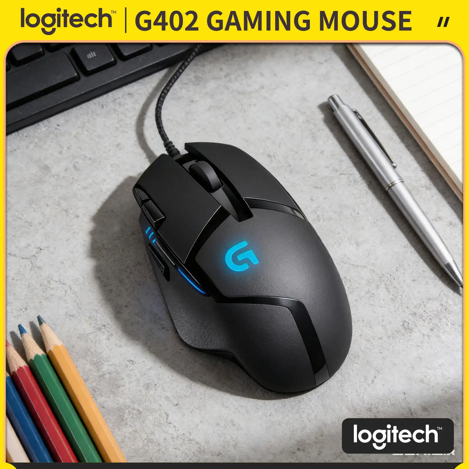 

Проводная мышь Logitech G402 Hyperion Fury, 8 кнопок, отслеживание 500 IPS, 4 режима DPI, 20 млн кликов, частота отклика 1 мс
