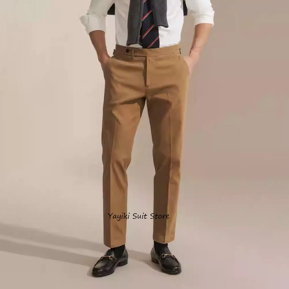بنطال خياطة رجالي للرجال كاجوال بلون سادة من البوليستر بنطال مستقيم الساق بنطلون عمل ملابس كلاسيكية