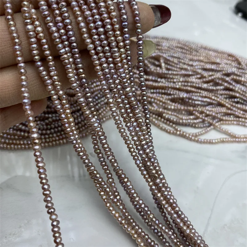 

Small Flat Beads Natural Freshwater Pearls2-3mmFlat Beads Purple Abacus Beads Necklace Semi-finished ProductdiyHandmade Loose Be