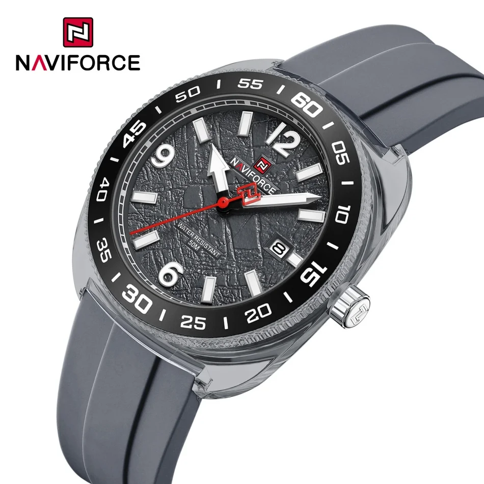 NAVIFORCE Men's Watch with Luminous Pointer Display 50m Water Resistance Quartz Movement Fashion Silicone Strap Male Clocks
