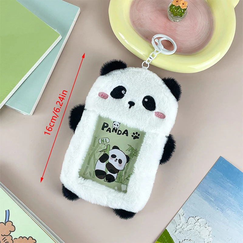 NEW Kawaii Cartoon Panda Photocard Holder Plush Cute Student Card Holder Kpop Idol Photo Sleeve School Stationery