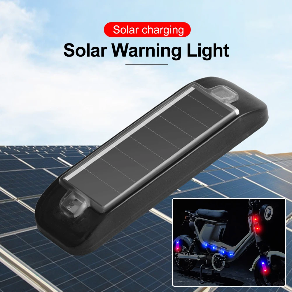 Car Warning Light Solar LED Red And Blue Flash Warning Light Night Anti-Rearend Bicycle Motorcycle Accessories