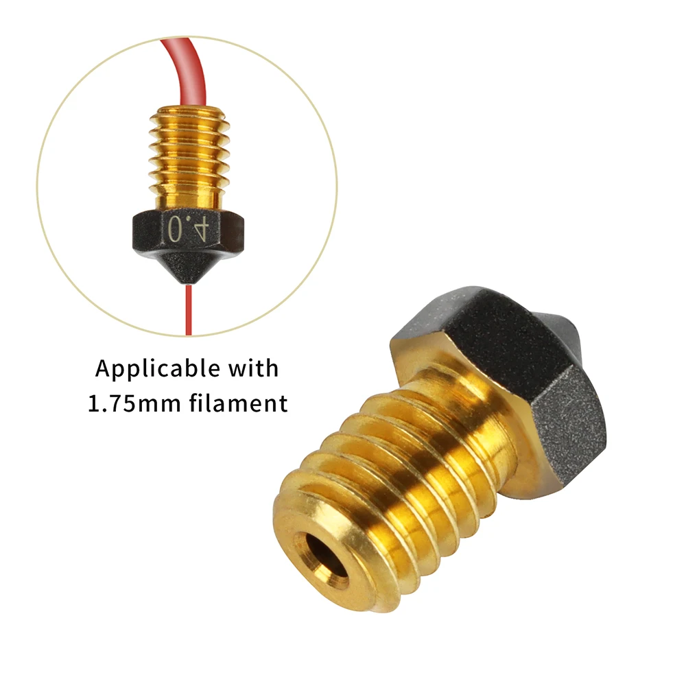 1/2PCS Upgrade E3D V6 Nozzle PTFE Coated Brass 0.2/0.3/0.4/0.5/0.6/0.8/1.0mm Non-stick Nozzle For 1.75mm Ender3 Pro CR10S Hotend
