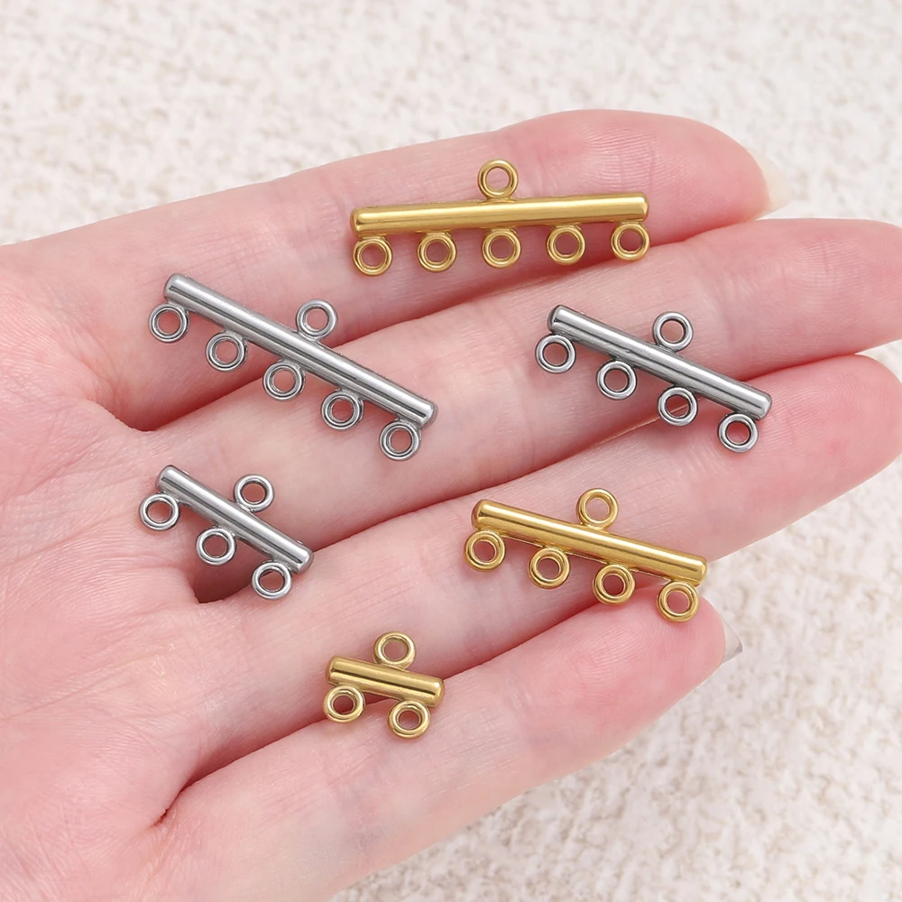 

5pcs/pack Stainless Steel Four Sizes Multihole Pendants Connector Clasps for DIY Necklace Bracelets Jewelry Making Accessories