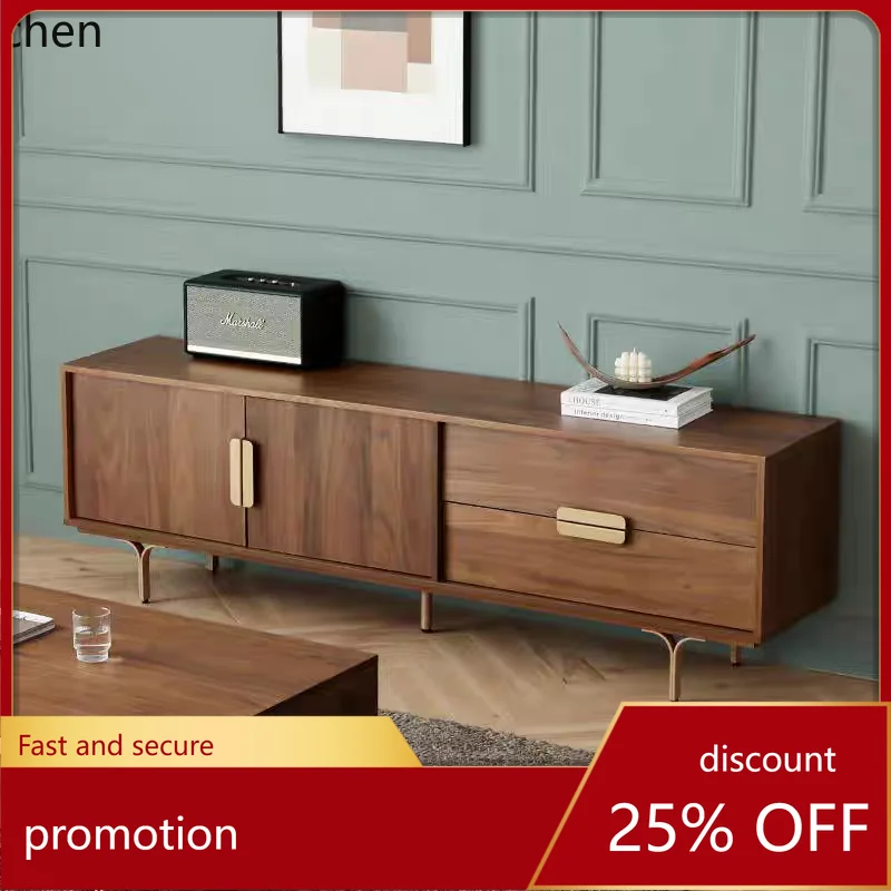 

HXL Solid Wood TV Cabinet Simple Living Room Storage Tea Table Combination Cabinet