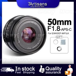 7artisans 50mm F1.8 Large Aperture Portrait Prime Lens For Sony E A6000 FUJIFILM FX X-S10 Micro 4/3