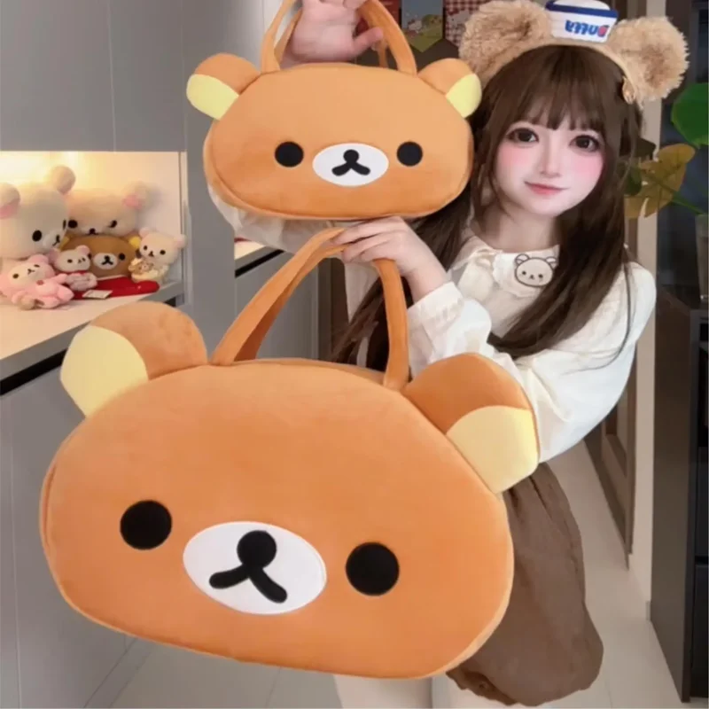 

Симпатичная плюшевая дорожная сумка Rilakkuma с героями мультфильмов, сумка через плечо для хранения вещей, для ежедневного использования в путешествиях, подарок на день рождения для подруги, новый стиль