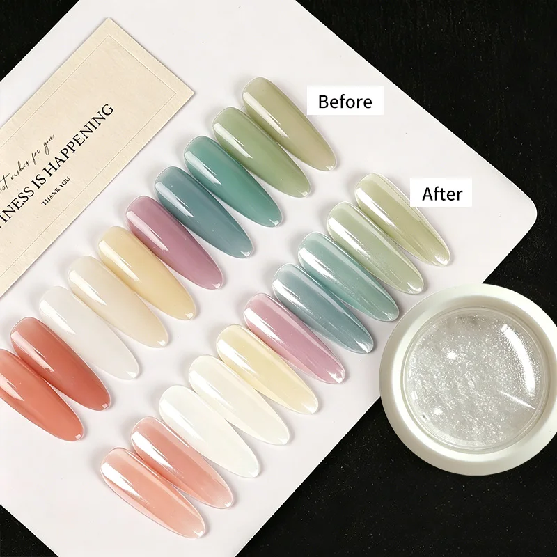 1 Box High Transparency Fill Light Nail Powder Clear Glass Effect Powder Summer DIY Manicure Refined Vibe Flash Powder