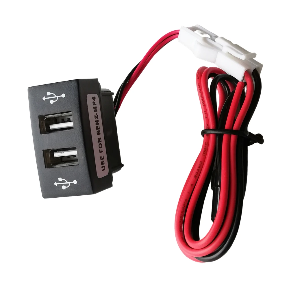 1Pc Dual USB Charger For Mercedes Benz Actros MP4 Truck Input DC 24V Output DC 5V 2.1A/2.1A