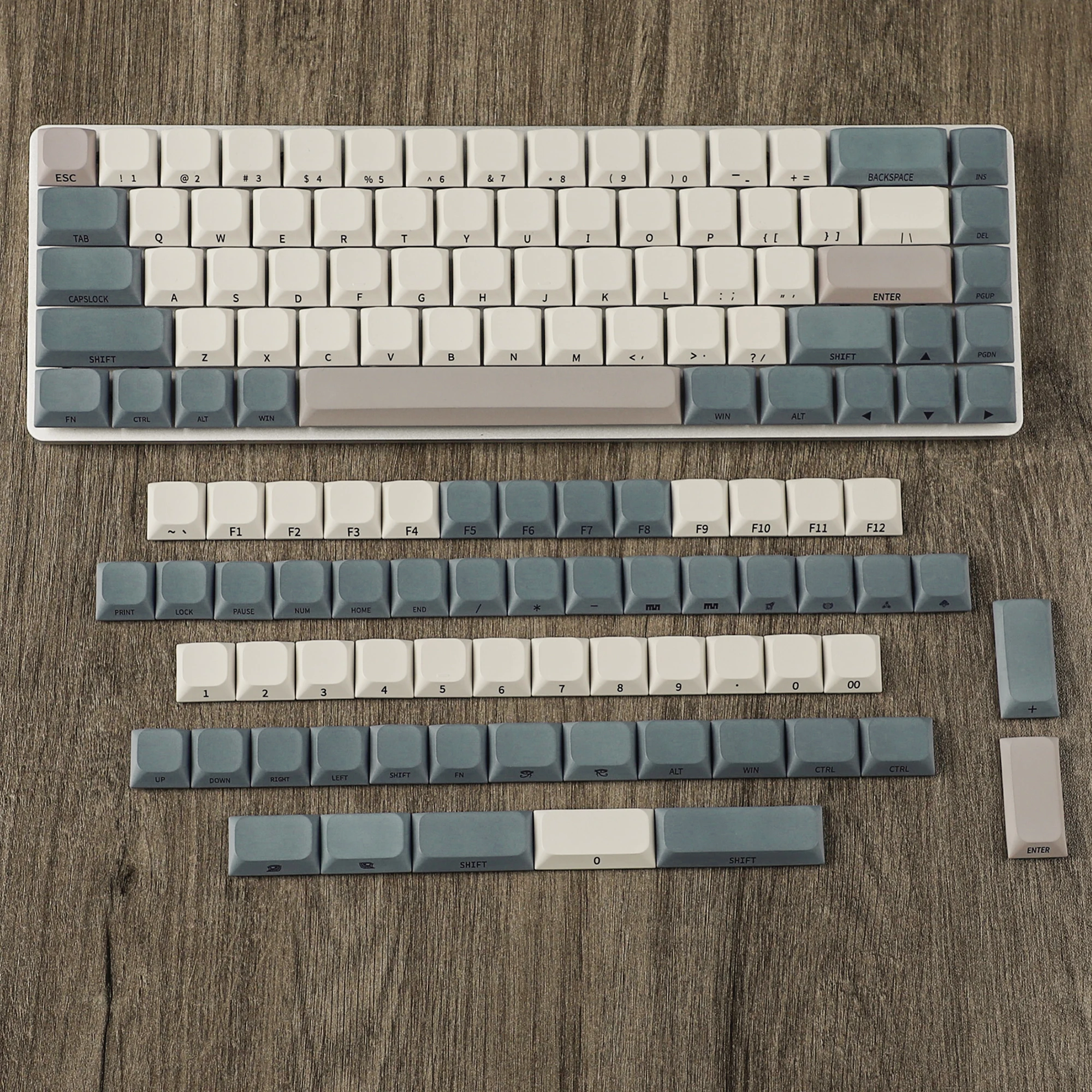 Imagem -06 - Ymdk-teclado Mecânico Retro Cinza Fino mx Pbt Keycap Impressão Lateral Corante para Nuphy 127 87 96 104