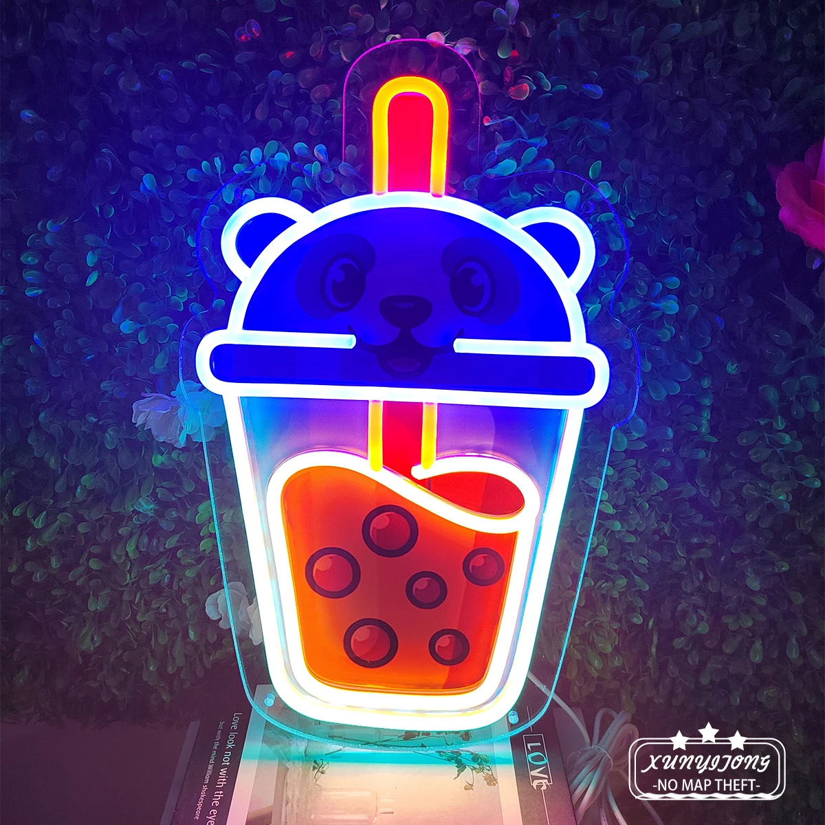 La scelta su misura della luce al neon del tè al latte del panda, si applica al negozio di tè al latte, la luce al neon della decorazione del negozio di bevande