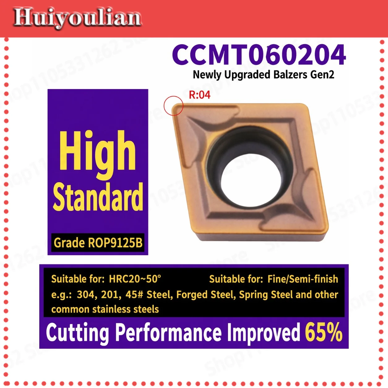 CCMT060204 CNC Lathe Boring Insert Premium Universal Grade HRC20-50 Finishing Semi-finishing Turning Tool