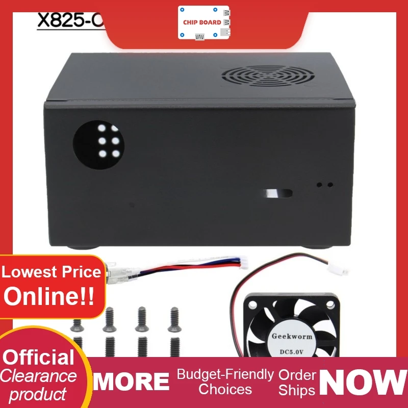 

X825-C8 Metal Enclosure for Pi 4: Includes power switch and silent cooling fan