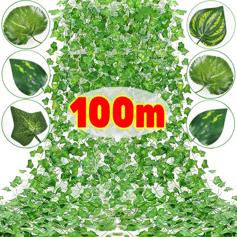 

Artificial Silk Green Ivy Vine Rattan Fake Leaf Plant Hanging Garland Outdoor Garden Wedding Party New Year Christmas Home Decor