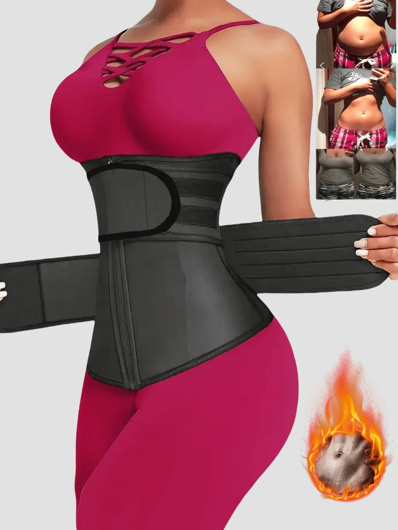 Двойной пояс для похудения после родов с застежкой-молнией: тренажер для талии для коррекции фигуры, для снятия потовидения и подтяжки живота.