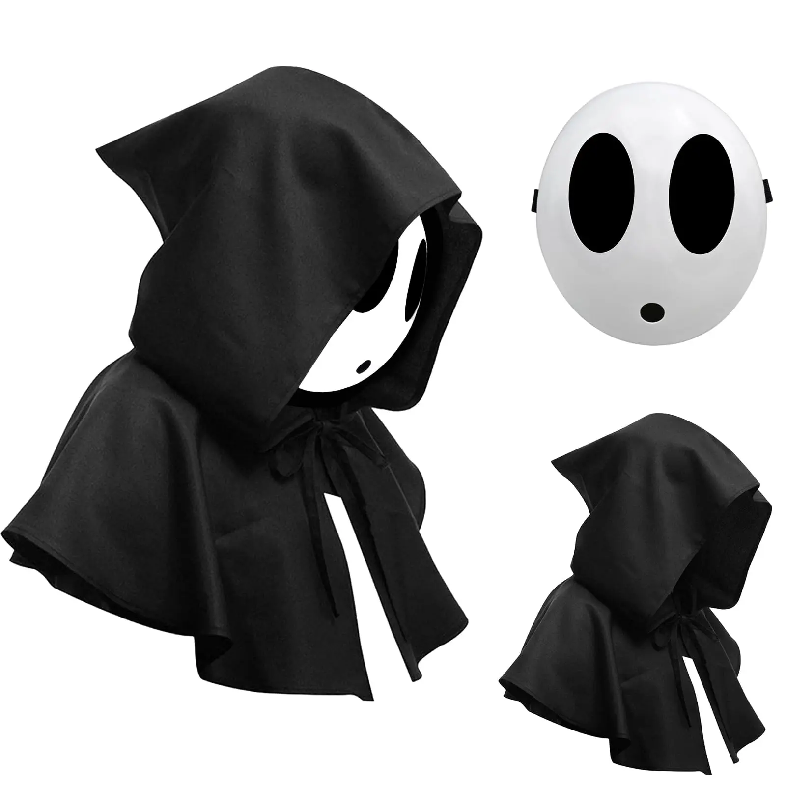 

New Shy Guy Mask With Cloak White Dream Anime Halloween Costume Cosplay Props Accessories For Adult