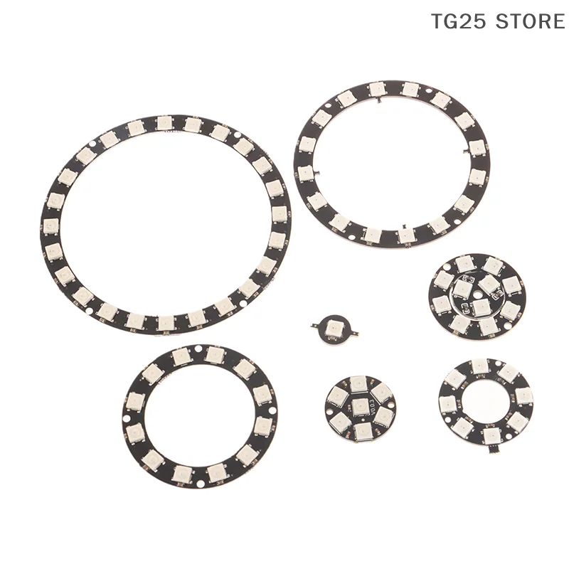 1/3/7/8/12/16/24 LED DC5V WS2812B Anello pixel indirizzabile individualmente IC integrato 5050 RGB Modulo anello LED Luce a led